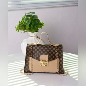 SHEIN Mini graphic print twist lock chain satchel bag